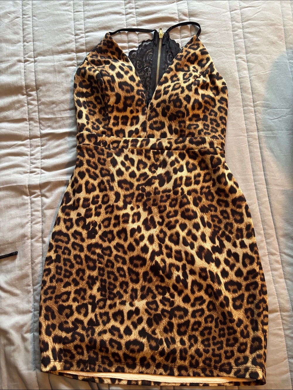 Emerald Sundae Leopard Print Mini Dress in Brown and Black